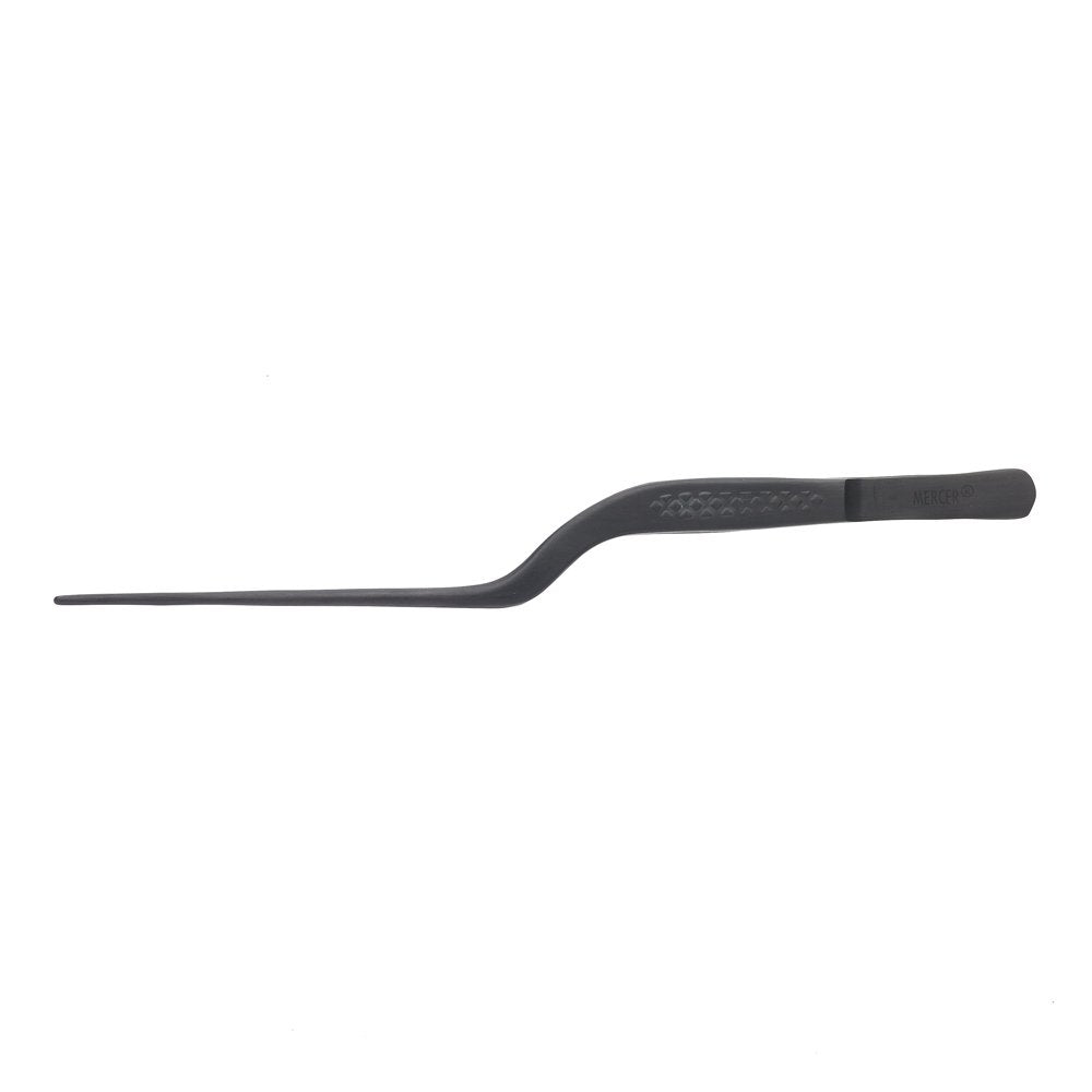 Mercer Culinary 18-8 Stainless Steel Precision Plus Chef Plating Tong, Offset, 6-1/2 Inch Tip, Matte Black