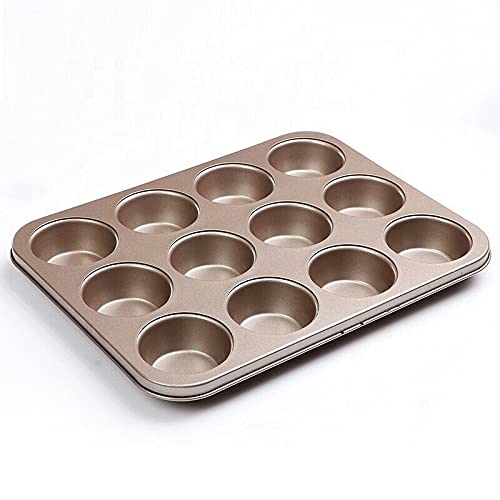 Copper Muffin Pan 12 Cups - Premium Healthy Nonstick Muffin Pan,Even Baking, Dishwasher And Oven Safe