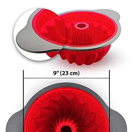 Boxiki Kitchen Premium Non-Stick Silicone Pound Cake Pan - Heavy-Duty Steel Frame, Bpa & Pfoa Free - Durable Fluted Cake Pan, Mo