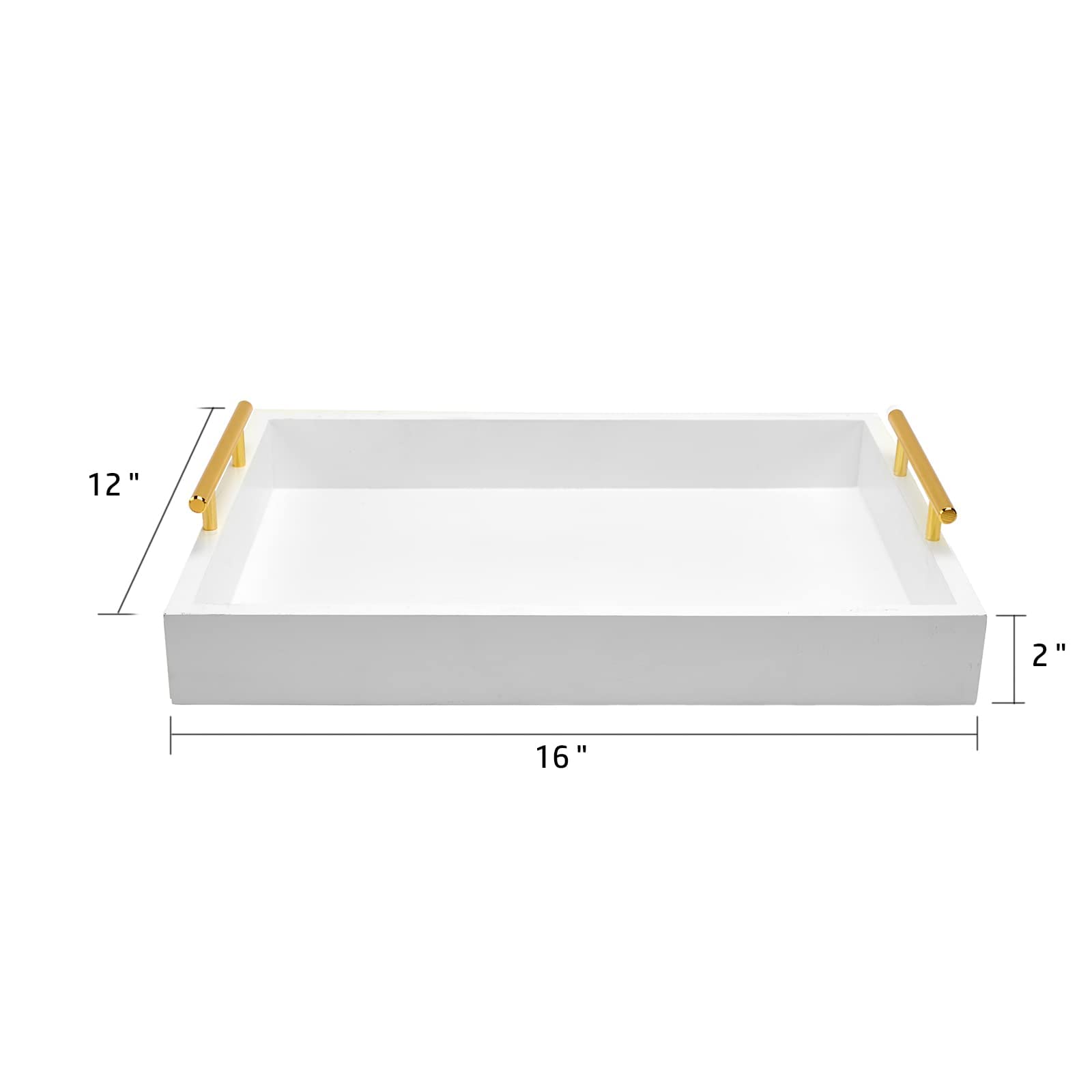 16''X12'' Serving Trays With Handles, White Decorative Serving Tray, Ottoman Trays, Living Room, Bathroom, And Outdoors Decorati