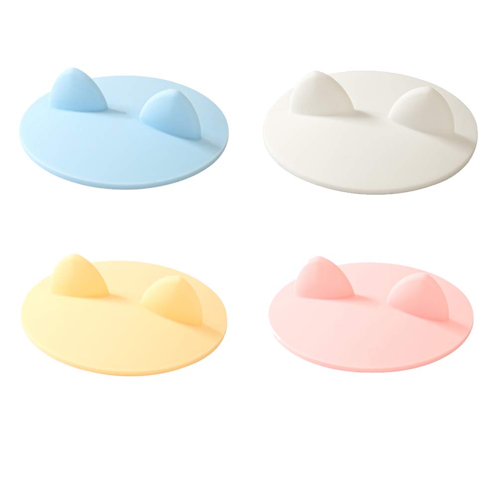4Pack Cute Cat Ear Cup Lid Cover, Jcsmartec Silicone Creative Anti-Dust Rubber Airtight Seal Suction Cap For Drink Glass Coffee