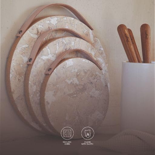 Casafina 15.75'' X 11.75'' Set Of 4 Rectangular Placemats - Cork Collection, Iceberg Natural | Heat Safe Tableware | Natural Por