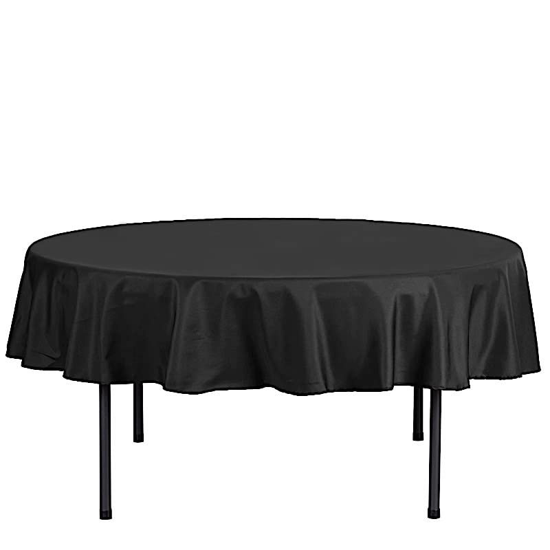 Balsacircle 70 Inch Black Round Polyester Tablecloth Fabric Table Cover Linens For Wedding Party Banquet Reception Events Kitche