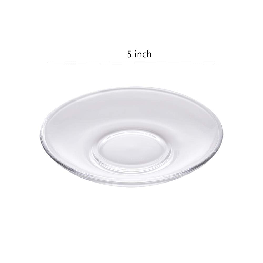 Sizikato 6Pcs Clear Glass Snack Plate, Restaurant Dessert Plate, Tea Table Decoration Tea Bag Holder. 5 Inch