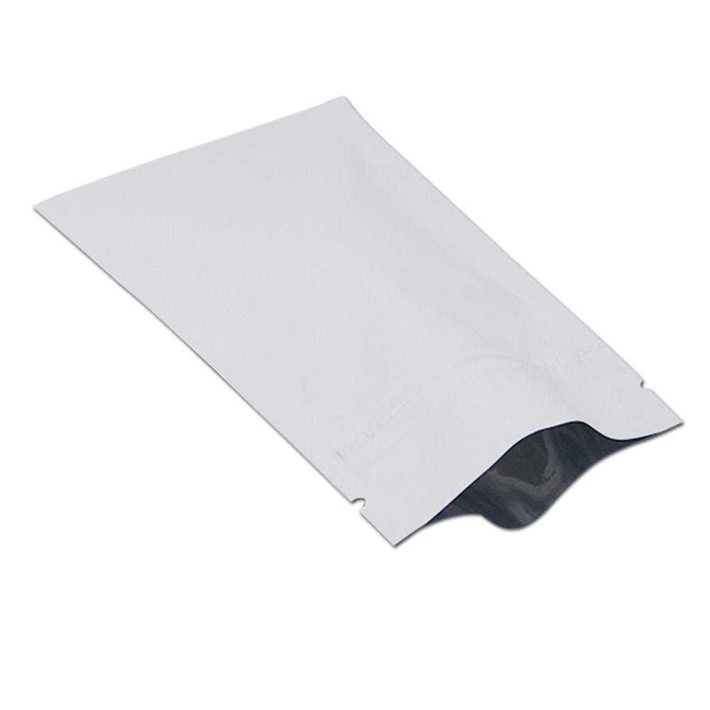 100Pcs Zipper Lock Self Seal Flat Pouch For Zip Aluminum Foil Lock Matte White Package Bag Coffee Storage Mylar Bags Reclosable 