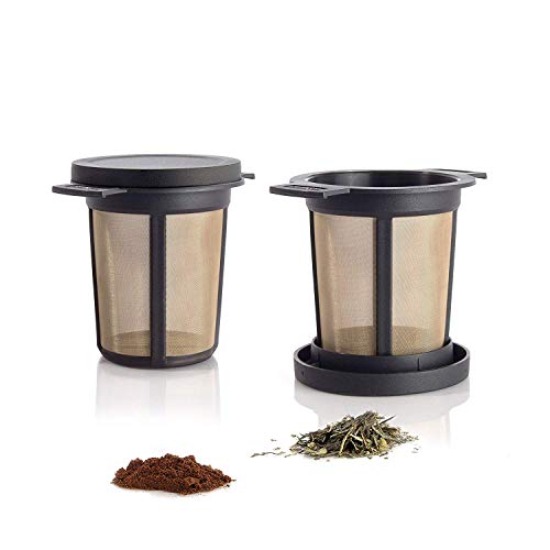 Finum Reusable Stainless Steel Coffee And Tea Infusing Mesh Brewing Basket, Medium, Black