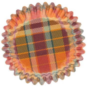 Autumn Plaid Decorative Baking Cups - Patterned Paper Liners For Cupcakes, Muffins (Standard Sized) - 50 Count