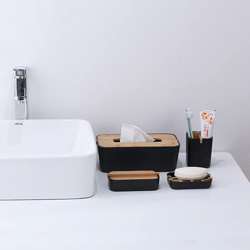 Soap Dish  2 Pack Bamboo Self-Draining Soap Box  Soap Dishes Holder for Shower  Bathroom  Kitchen  Bathtub  Bar Sink (White and Black)