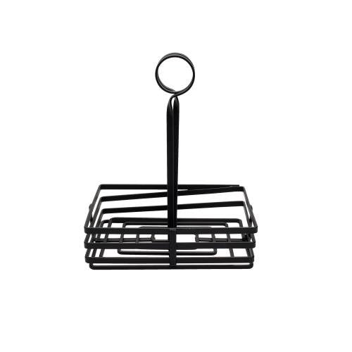 American Metalcraft Fwc68 Rectangular Wrought Iron Condiment Rack Basket With Display Handle, 6'' X 8'', Black (Pack Of 6)