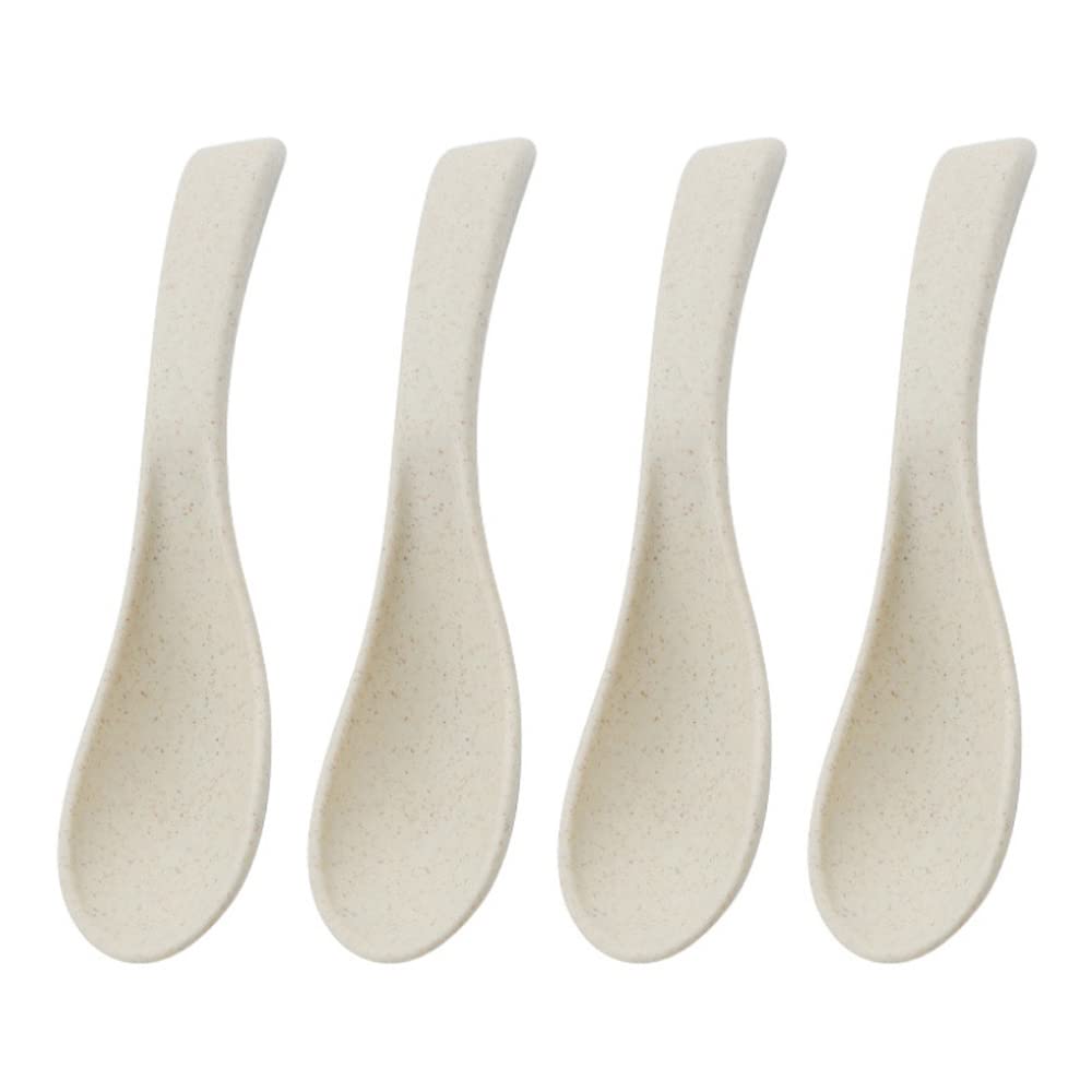 Set Of 4 Wheat Straw Spoons, Reusable Soup Cereal Spoon, Unbreakable Dinner Spoon, Portable Lightweight Meal Spoon For Adults Ea