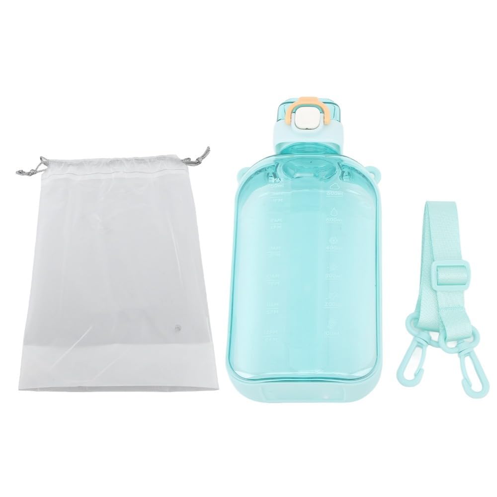 with Time  Portable Shoulder Strap Leakproof Travel Flask with Silicone Straw & Wide Mouth for Gym, Hiking, Sports & Daily Hydr