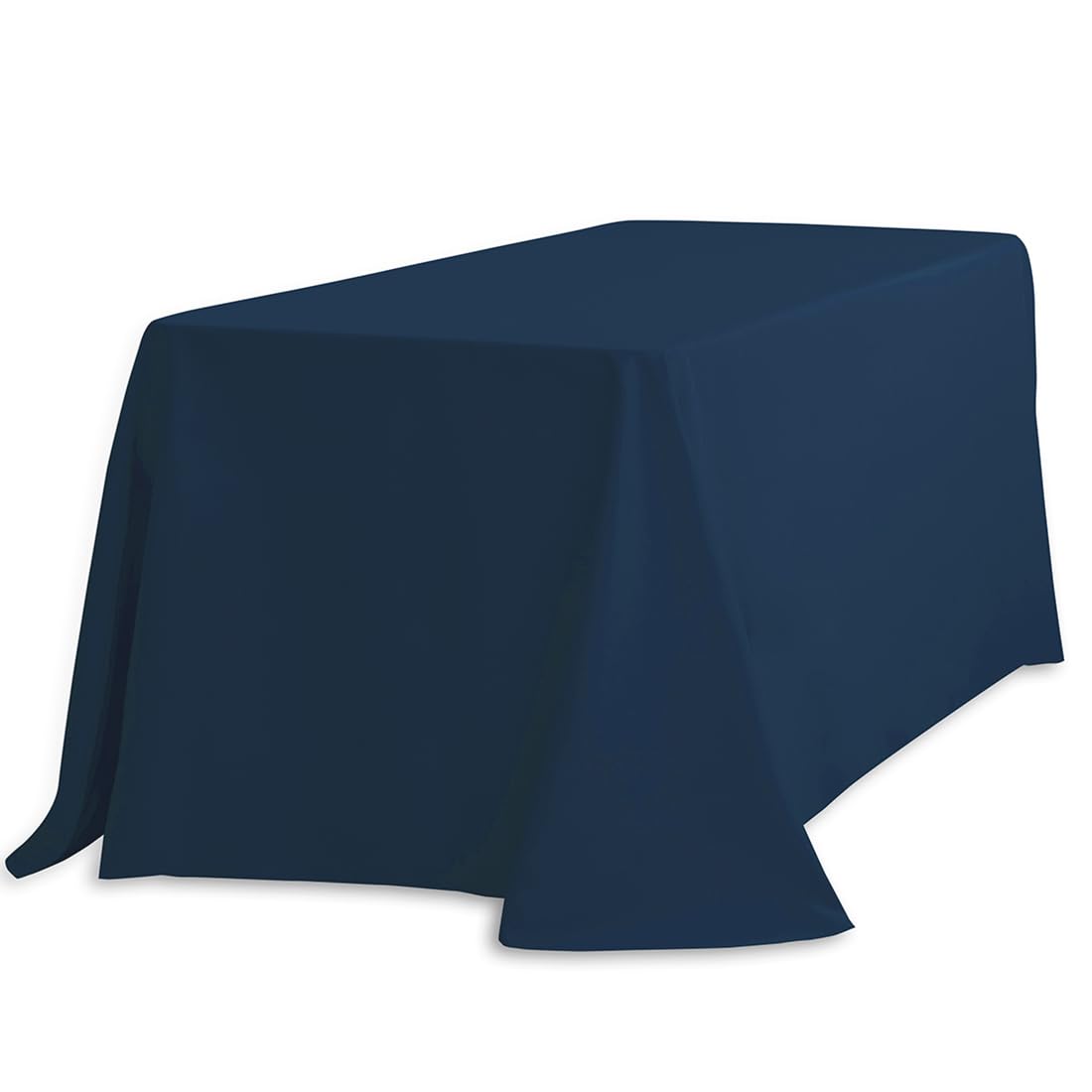 LTc LINENS Tablecloth 90 x 132-Inch Rectangular Polyester Tablecloth with Rounded corners, Navy Blue, (90132-010178)