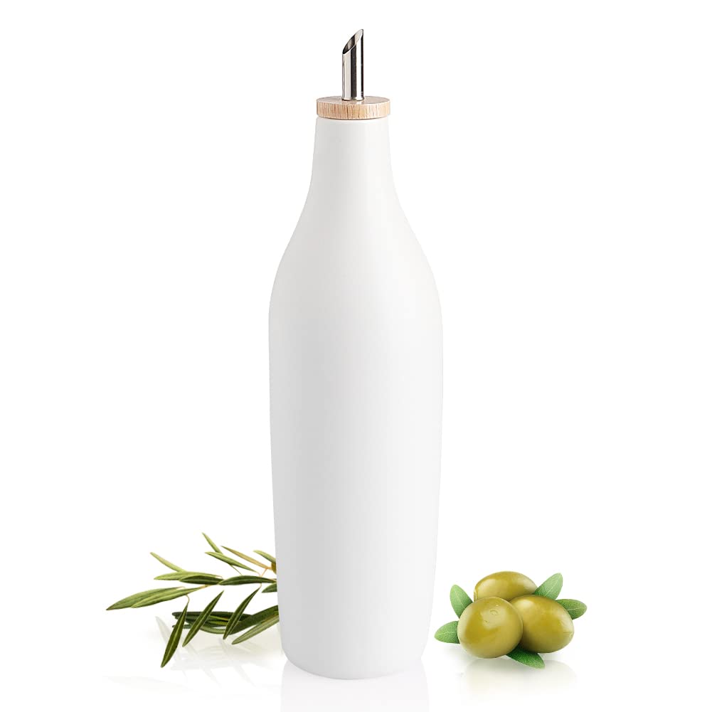 Sweejar Matte Olive Oil Dispenser Bottle For Kitchen Counter, 17 Oz Ceramic Opaque Oil Cruet With Spout, Oil Dispenser For Evoo,