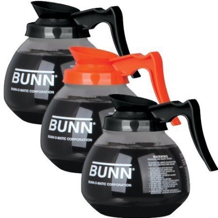 Bunn Coffee Pot Decanter/Carafe, 2 Black Regular And 1 Orange Decaf, 12 Cup Capacity, Set Of 3