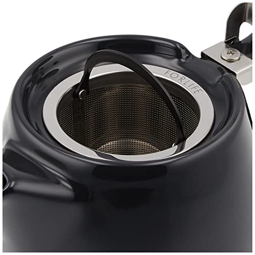 Forlife Stump Teapot With Sls Lid And Infuser, 18-Ounce, Black Graphite
