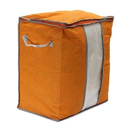 Everyday Desire Foldabld Charcoal Cloths Sweater Blanket Closet Organizer Storage Bag Box  Orange
