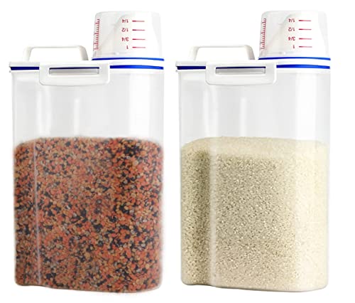 Three65Days 2 Kg Rice Airtight Dry Food Storage Containers,Bpa Free Plastic Storage Bin Dispenser With Pourable Spout,Measuring 