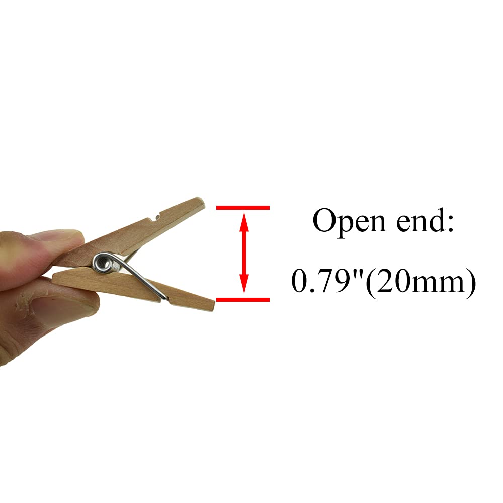 Hahiyo Wooden Clothes Pins Clothespins Small Do Not Fall Apart 1.38X0.47 Inches Length 35 Pack Sturdy Strong Springs No Rust No