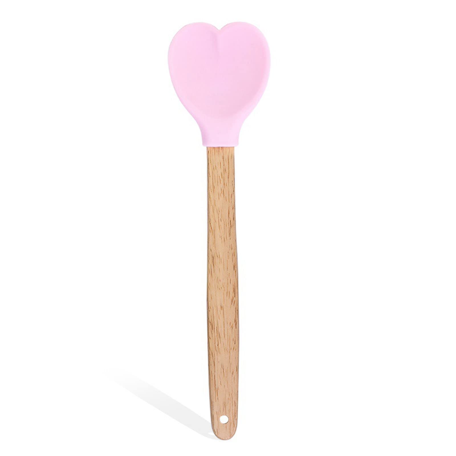 XANHOY Silicone Heart Pastry Spatula with Wood Handle Cookie Spoons Baking Accessories Kitchen Accessories Baking Utensil Heart 