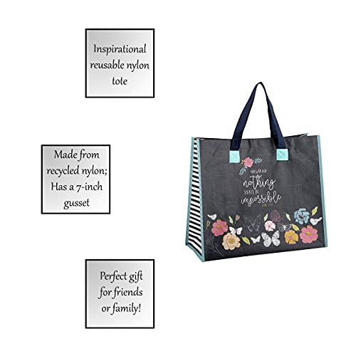 Creative Brands Faithworks-Prayerful Wings Inspirational Reusable Gift/Tote Bag, 16 X 13.5-Inch, Nothing Impossible