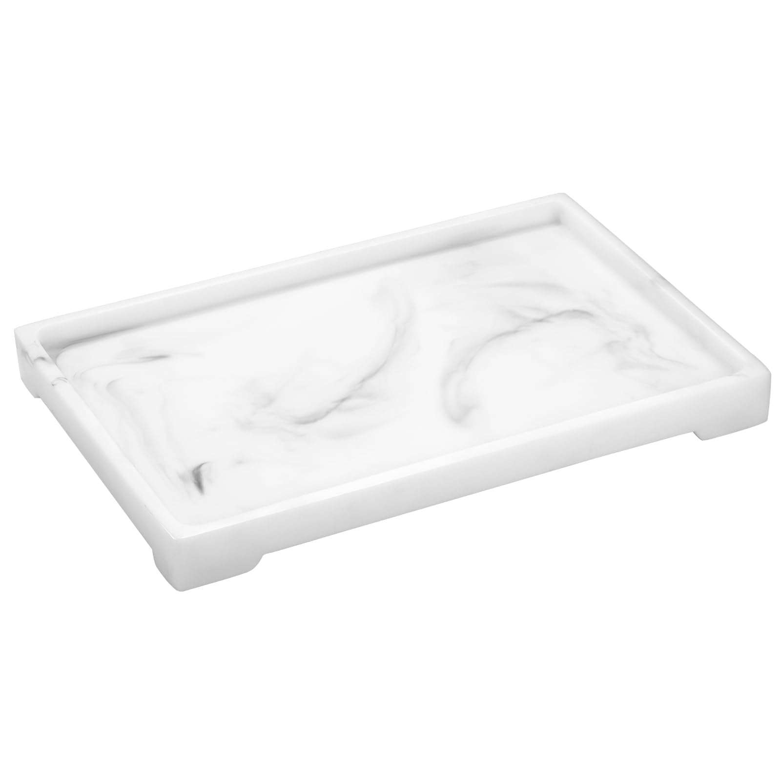 Luxspire Bathroom Tray, Toilet Tank Storage Tray Rectangle, 12 X 8 Inch Resin Hand Towel Tray Vanity Tray Faux Marble Pattern Dr