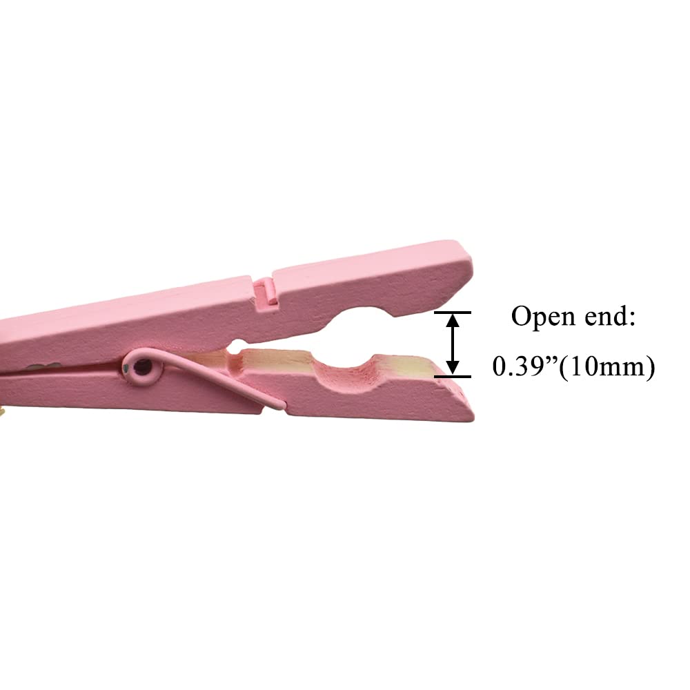 HAHIYO Pink Wooden Clothes Pins Clothespins Small Aviod Fall Apart 2.87 Inches Length 16 Pack Strong Springs No Rust No Discoloration for Laundry Bathroom DIY Craft Photos Food Opened Bags