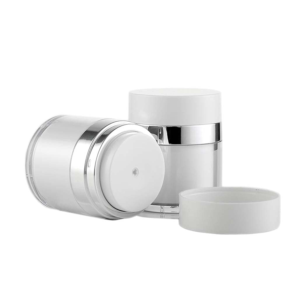 Wresty 2 Pack Airless Cosmetic Container Empty Acrylic Air Pump Jars Travel Vacuum Bottle Airless Cream Lotion Sample Containers