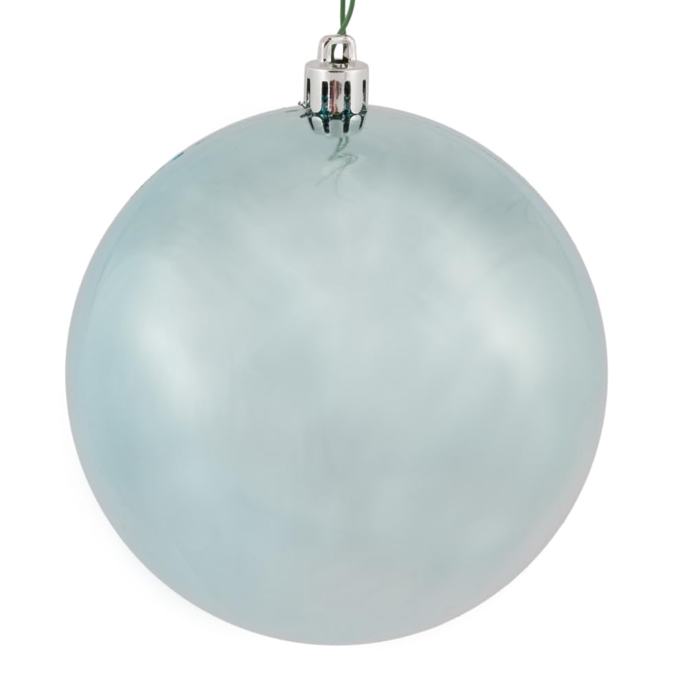Vickerman Shiny Finish Shatterproof Christmas Ball Ornament, UV Resistant with Drilled Cap, 6 per Bag, 4, Baby Blue