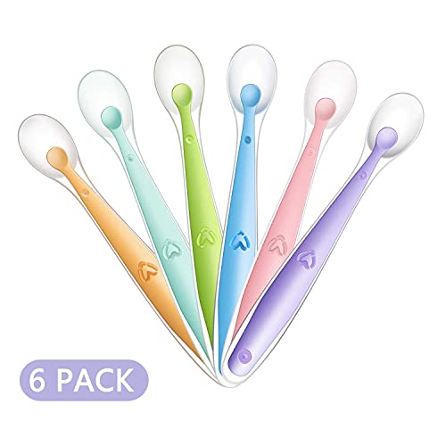 Pandaear Baby Silicone Soft Spoons| Training Feeding For Kids Toddlers Children And Infants| Bpa Free 6 Pack| Baby Led Weaning S