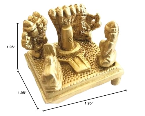 Pujasamadhaan Brass Lord Shiv Parivar With Shivling Shri Kartik Ganesh Parvati And Nandi (Small Size, 200 Gm)