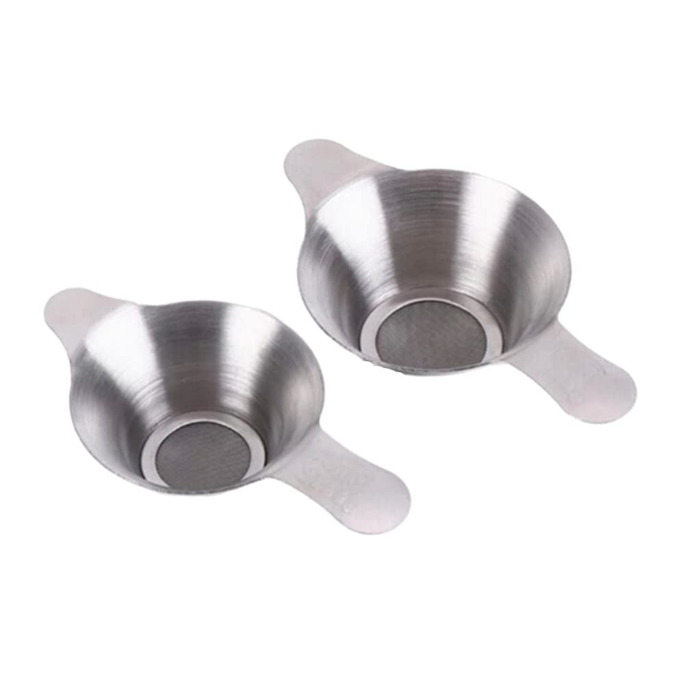 2 Pack Stainless Steel Tea Strainer Tea Funnel, Mini Fine Mesh Infuser For Straining Teas Flour Spices Sugar Herbs (2 Different