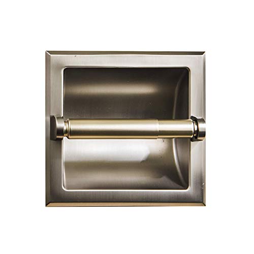 Sento Recessed Brushed Nickel Toilet Paper Holder, Wall Mounted Heavy Duty Metal Toilet Paper Roll Holder With Rear Mounting Bra