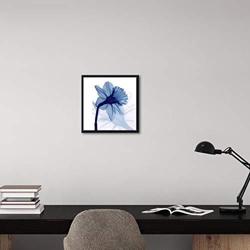 Pyradecor Black Framed One Panel Blue Flickering Flower Modern Paintings Canvas Wall Art Grace Floral Pictures On Canvas Prints