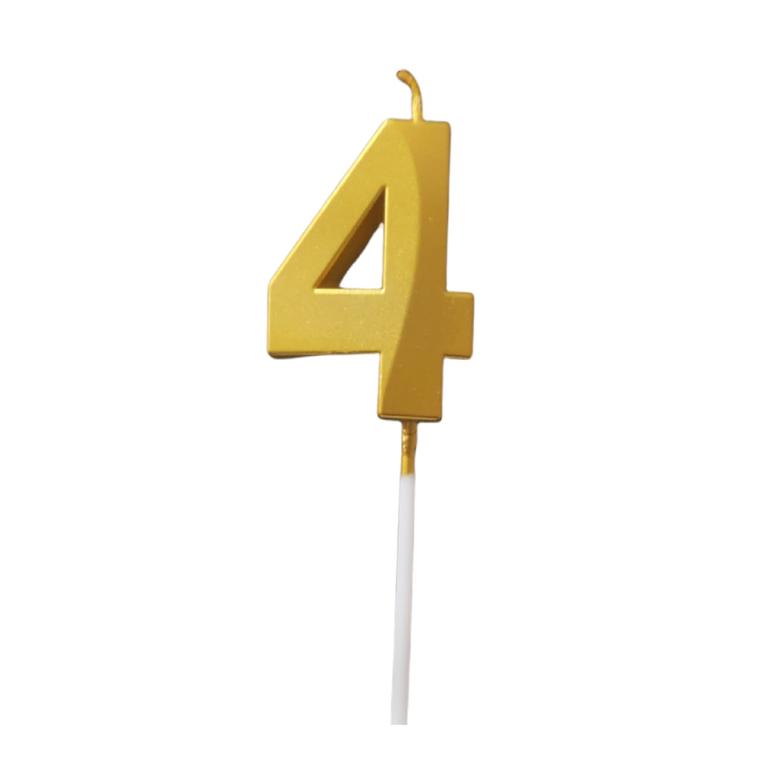 Party Decorz Number 4 Gold Candle | Four Number Candle |Number 4 Metallic Gold Candle for Birthday,Anniversary, Surprise Party C