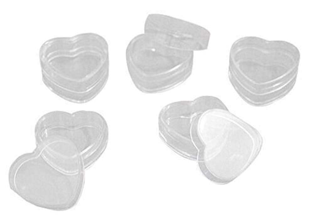 48Pcs 4Ml 0.14Oz Mini Empty Clear Refillable Plastic Heart Shape Pot Jars Cosmetic Sample Containers With Lids Best For Nail Pow