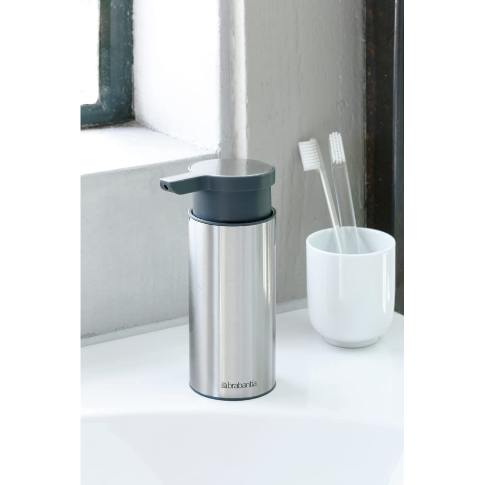 Soap Dispenser 6.7Oz (Matt Steel Fingerprint Proof) Handwash, Lotion, Shampoo Pump For Bathroom/Kitchen - Easy Refill, Easy Clea