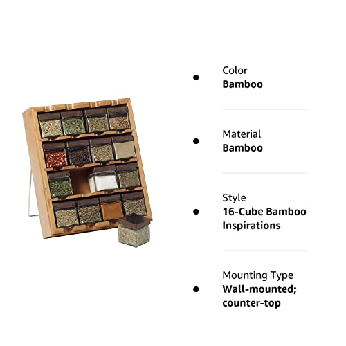 Kamenstein Jar Bamboo 3-in-1 Spice Organizer for Countertop, Wall, and Drawer with Spices Included, FREE Spice Refills for 5 Yea