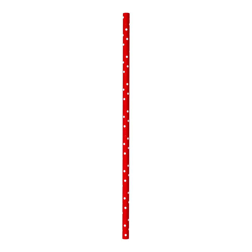 Restaurantware 7.8 Inch Paper Straws For Drinking 100 Sturdy Eco-Friendly Paper Straws - Premium Polka Dots Red Paper Durable Pa
