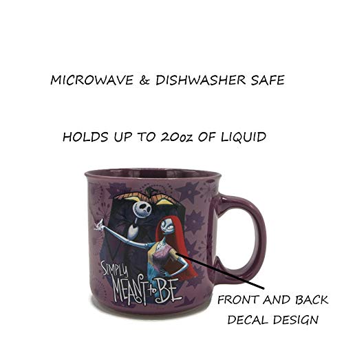 Silver Buffalo Disney Nightmare Before Christmas Simply Meant To Be Jack And Sally Ceramic Camper Style Mug, 20 Ounces