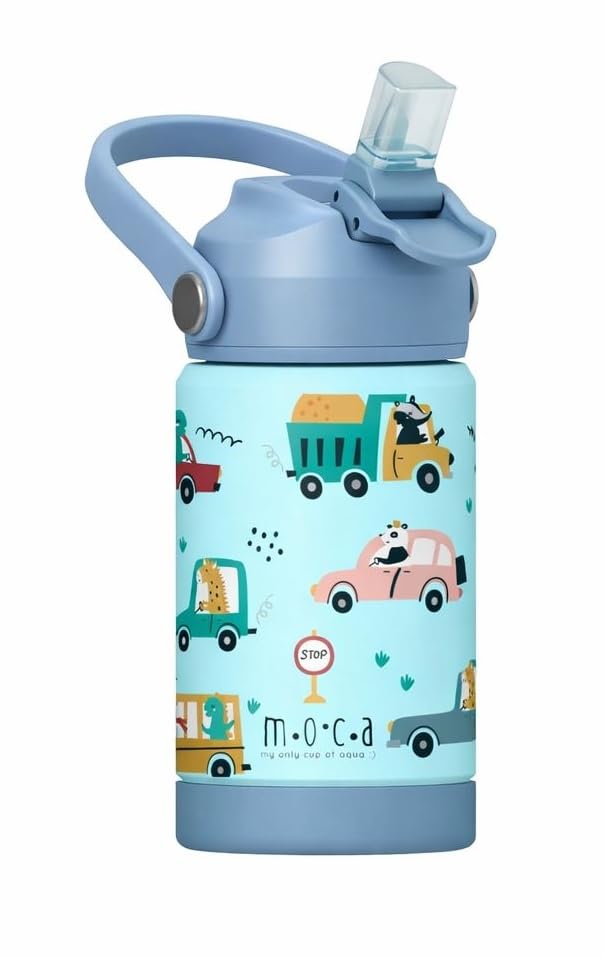 Moca Kids Water Bottle 350Ml | Hot&Cold Stainless Steel Sipper Bottle For Kids With Soft Nozzle |Boys & Girls Kids Leak-Proof Bo