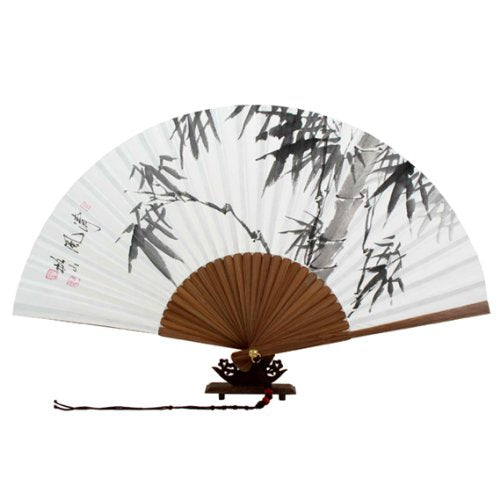 Hand Painted Folding Painting Korean Mulberry Rice White Paper Bamboo Art Wooden Asian Oriental Wall Deco Handheld Decorative Fa