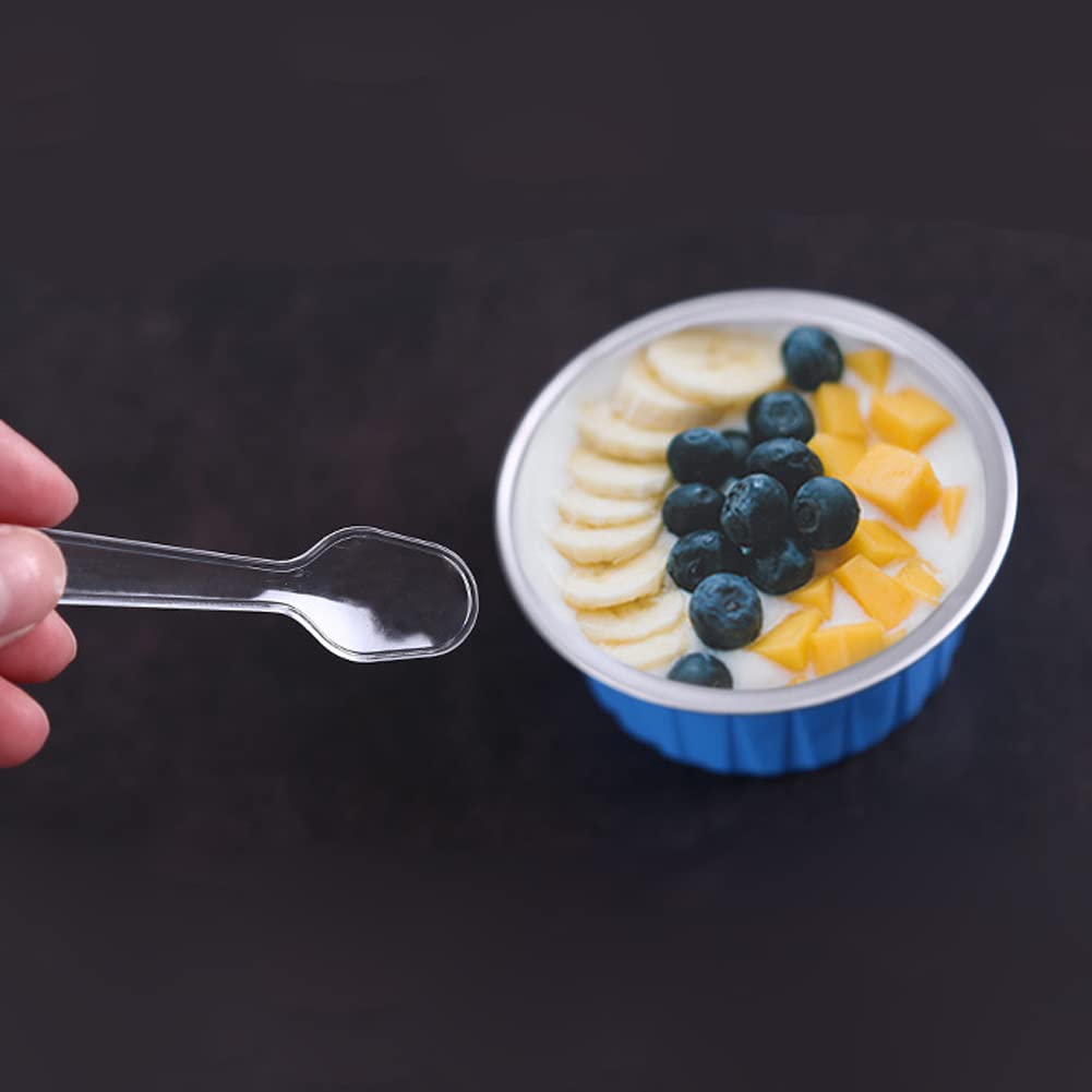 200 Pcs Clear Plastic Spoons Disposable Mini Dessert Spoons For Ice Cream, Cake, Pudding, Yogurt, Appetizer (2.95 Inch)