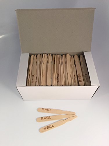 Kingseal 3.5 Inch Natural Birch Wood Steak Markers, Heat Stamped, Med Well, Eco-Friendly, Bulk Pack - 500 Count Per Box