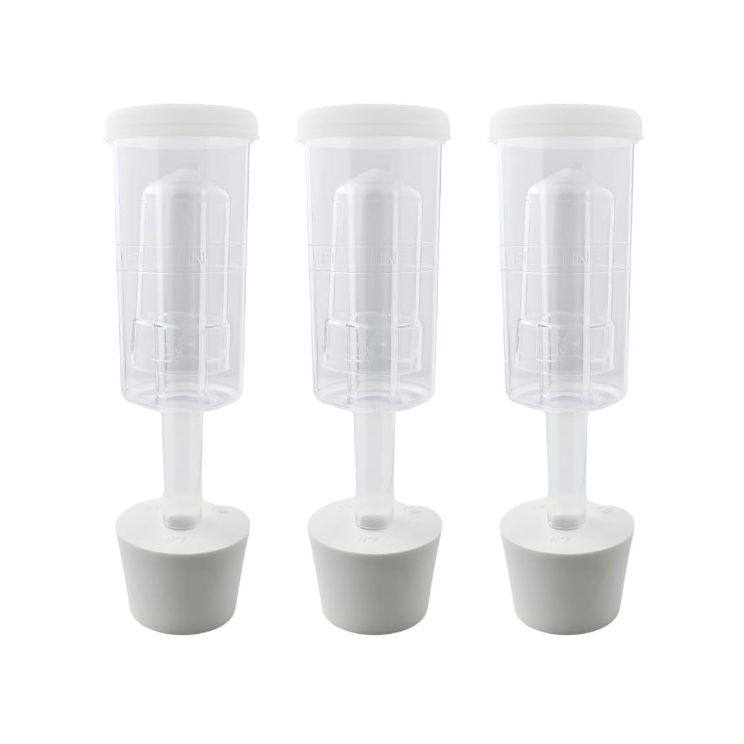 3Ct. - 3 Piece Airlock With #7 Stopper - Set Of 3 (Cylinder Airlock)