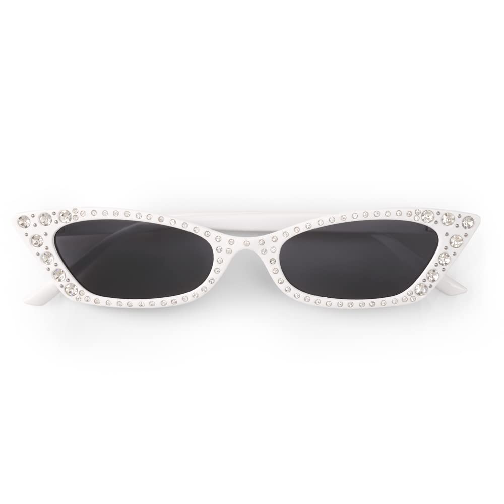 Xo, Fetti White Bedazzled Cat Eye Sunglasses  White Bachelorette Party Favor, Bridesmaid Sunnies Gift, Y2K Birthday Party Decora