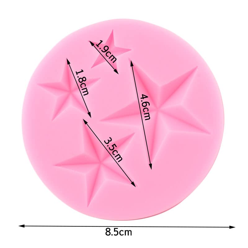 2Pcs 3D Stars Shape Silicone Molds For Diy Fondant Candy Making Chocolate Mold Desserts Ice Cube Gum Clay Biscuit Plaster Resin