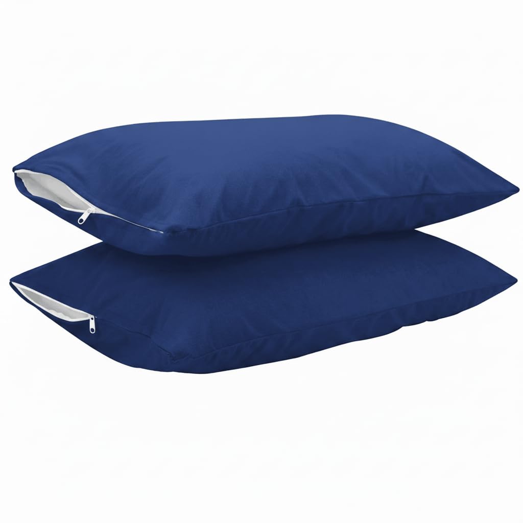 Trance Home Linen Cotton Waterproof And Dustproof Pillow Protector (Blue, 18X28 Inches)