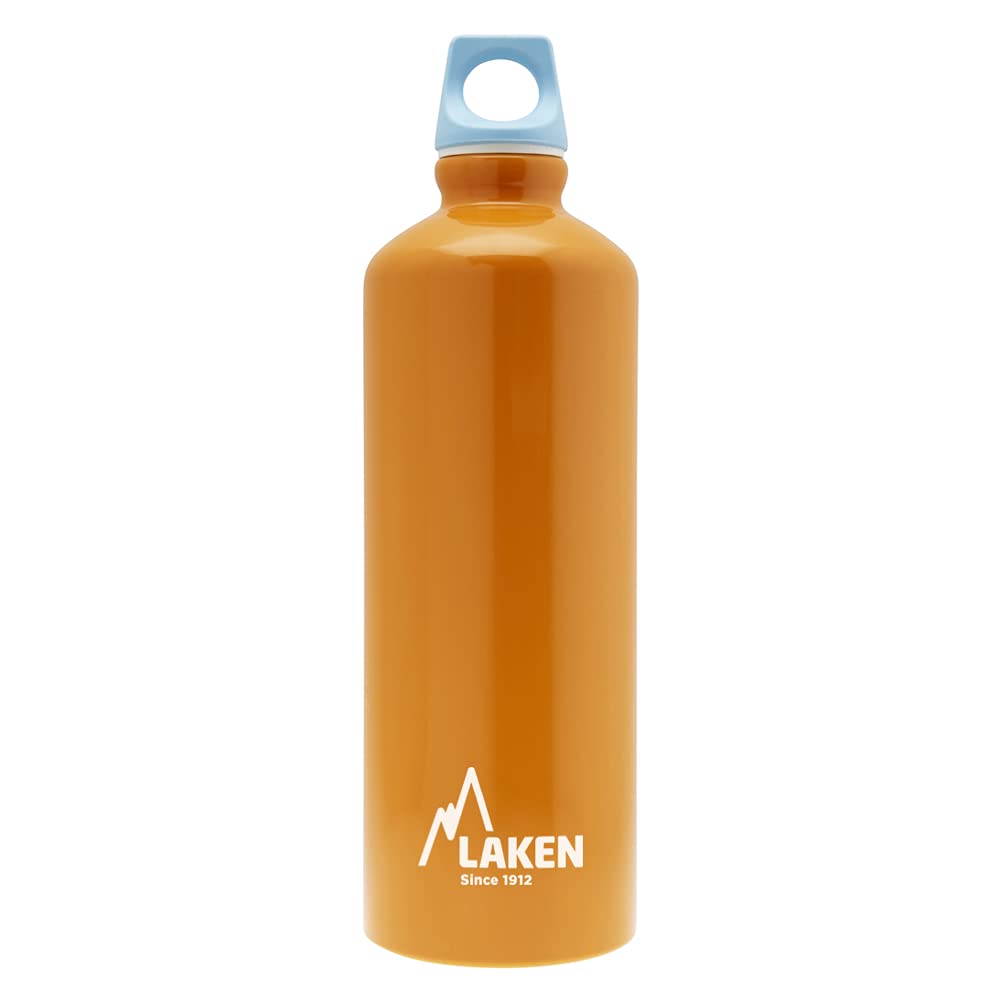Laken Futura Aluminum Water Bottle - Narrow Mouth, Screw Cap with Loop - Leak-Proof, BPA Free, Made in Spain - 25oz, Orange