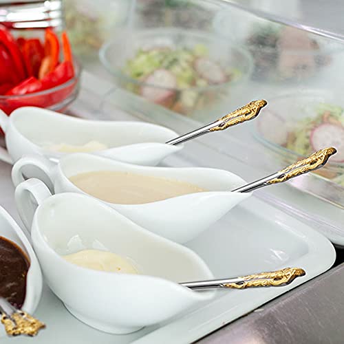 Keawell Luxury Gravy Ladle, 18/10 Stainless Steel, Gold Accent, Small Gravy Spoon For Home. Solid And Sturdy, Dishwasher Safe (1
