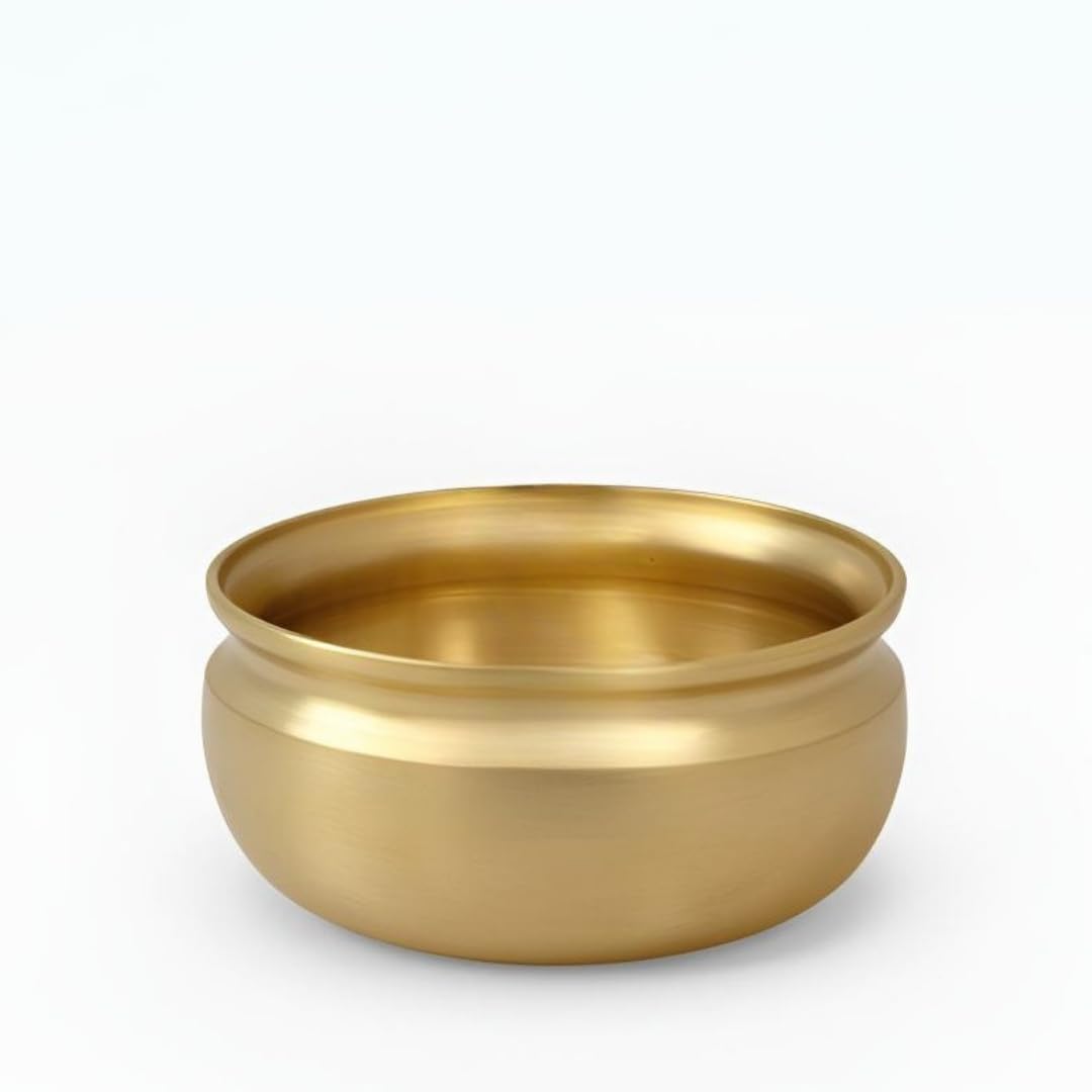 Nutrion Pure Bronze Handi/Pongal Pot (4 Liters) | Traditional Pital Cooking Pot For Kitchen & Biryani | Handmade Mirror Finish B